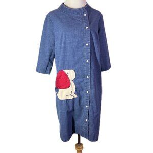 Vintage Models Coat Size M? Chambray Snap-Front House Jacket Dog Pocket